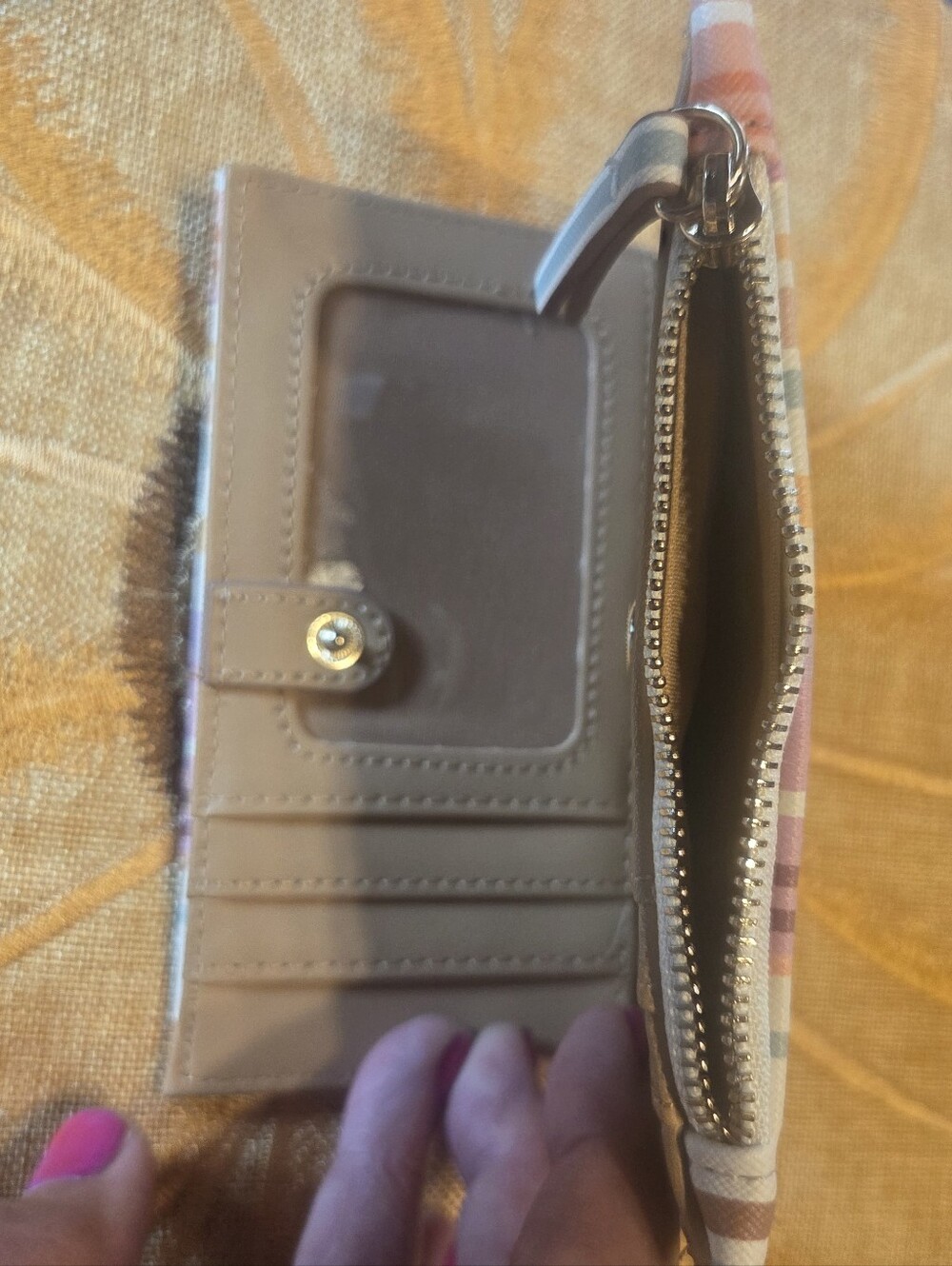 Nanette Lepore Multicolor Stripe Zip Wallet in Pink, Purple, Orange, Blue, Cream - Picture 4 of 7